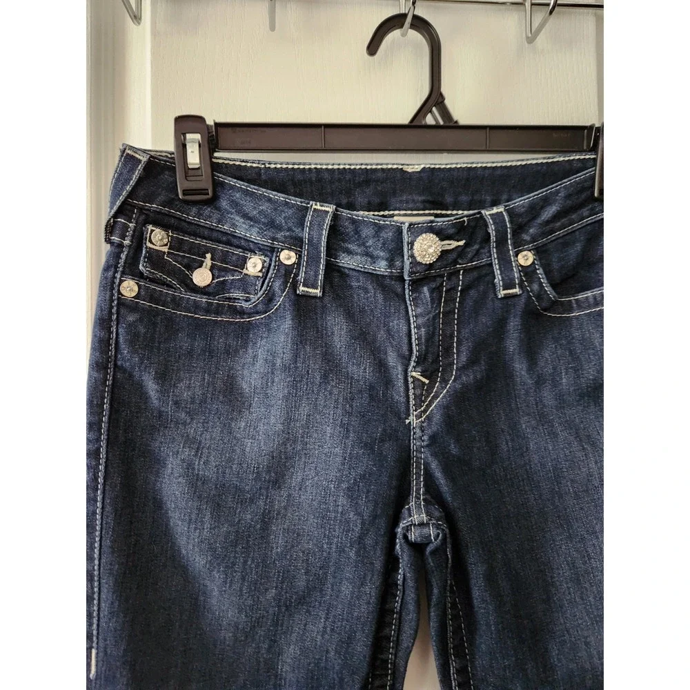 True Religion World Tour Womens Bootcut Blue Jeans‎ Pants Low-rise Rhinestone 32